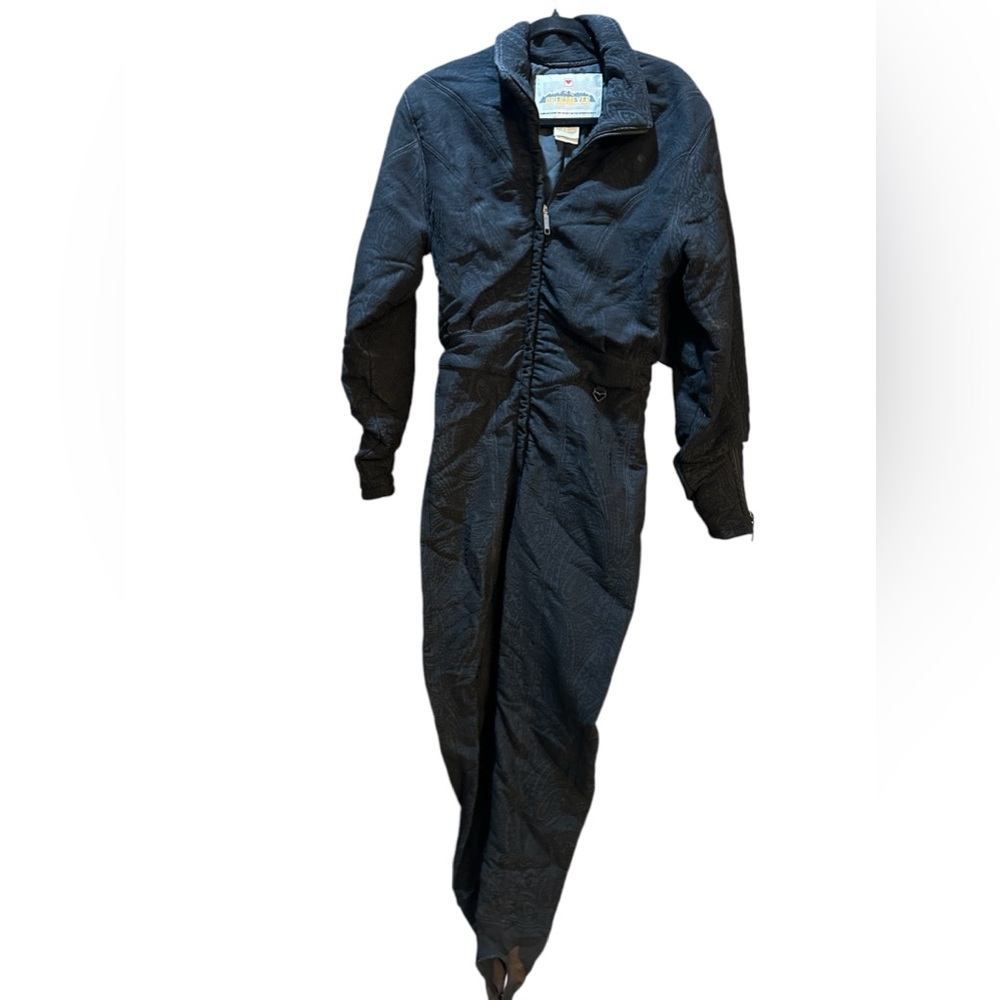 Vintage OBERMEYER Black Paisley Softshell Ski Snow Suit Made in Austria Size 10